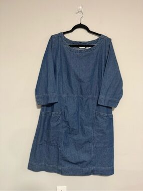 Vermont Country Store Denim Midi Shift Dress Medium Wash Size XL